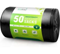 Ecobag 50 Pack Black Heavy Duty Refuse Sacks 725 X 850 mm 70L 33 Microns, Recyclable, Leak Resistant
