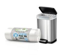 EcoBag - 50 Pack Heavy Duty White Bin Liners - 30L - 15 Microns - Extra Strong, Leak-Proof, Tear-Resistant Bags for Swing Bins, Kitchen, Home & Office