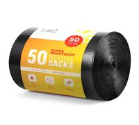 EcoBag - 50 Pack Super Strong Heavy Duty Refuse Sacks - Recyclable Bags, Leak Resistant, Durable Waste Disposal Bags For Wheelie Bins, Large Household Bins, Garden&Bulky Waste, 35 Micron (Μm)/50l