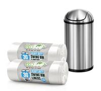 Ecobag 60 Pack Heavy Duty White Bin Liners, 55L, 15 Microns (580X880mm)