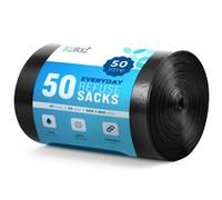 Ecobag Black Heavy Duty Refuse Sacks 600 X 800 mm 50L, 30 Microns Recyclable, Leak Resistant, Eco-Friendly, 50 Pack