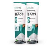 Ecobag Heavy Duty 40 Pack White Kitchen Drawstring Bin Liner 420 X 760mm 20L 24 Microns