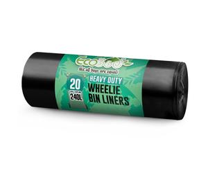 ECOBAG NOT ALL BAGS ARE EQUAL 20Pack Wheelie Bin Liners -240L-18 Microns-Heavy Duty & Leak Resistant in Black ECOBAG NOT ALL BAGS ARE EQUAL Black