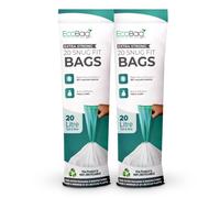 ECOBAG NOT ALL BAGS ARE EQUAL 40 Pack Kitchen Drawstring Bin Liner 20L / 24 Microns (420 x 760mm) in White ECOBAG NOT ALL BAGS ARE EQUAL White