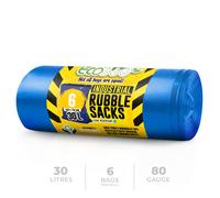 ECOBAG NOT ALL BAGS ARE EQUAL 6 Pack Blue Rubble Bags - 30L - 70 Microns, Leak-Resistant Sacks ECOBAG NOT ALL BAGS ARE EQUAL Blue