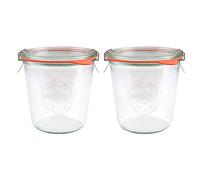 EcoBaker X2 WECK 742 580ml Wide Mouthed Storage Jars Including Glass Lids, Seals & Clamps For Sourdough, Preserving, Canning, Yoghurt, Kimchi, Jam