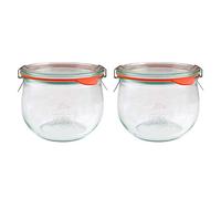 EcoBaker X2 WECK 744 580ml Tulip Storage Jars Including Glass Lids, Seals & Clamps For Sourdough, Preserving, Canning, Yoghurt, Kimchi, Jam