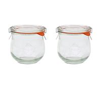 EcoBaker X2 WECK 746 370ml Tulip Storage Jar Including Glass Lid, Seal & Clamps for Sourdough, Preserving, Canning, Yoghurt, Kimchi, Jam