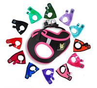 EcoBark Step in Dog Harness - Eco-Friendly Dog Harness for XS and Small Dogs - Reflective, Adjustable Mini Body Halter Vest - Soft Mesh Toy Breed Harness (Black and Pink, Small)