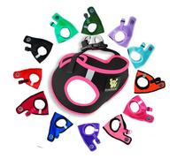 EcoBark Step in Dog Harness - Eco-Friendly Dog Harnesses for Small and Medium Breed Dogs - Reflective and Adjustable Body Halter Vest - Soft Mesh Toy Breed Harness (Black and Pink, Large)