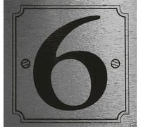 eCobbler Metalic Stick On Door Number 6 (silver background)