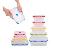 ECOBERI Collapsible Silicone Food Storage Containers, BPA Free, Microwave, Freezer and Dishwasher Safe, Lunch, Meal Prep, Travel, Space-Saving, Set of 5