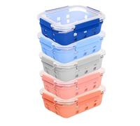 ECOBERI Glass Storage Containers with Lids, 5 Piece Set, 4.5 Cup, Meal Prep, Food Storage, Airtight, Leak-Proof, Safe for Microwave, Freezer, Oven, and Dishwasher