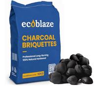 Ecoblaze 10kg Professional Charcoal Briquettes - Ultra Long-Burn Natural BBQ Fuel | Consistent Even Heat for Smoking, Roasting & Grilling | Smokeless, Chemical-Free, Uniform Shape