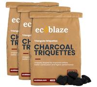 Ecoblaze 12Kg Charcoal Triquettes - BBQ Charcoal Briquettes Designed for Optimum Airflow for Even Heat and almost Instant Lighting