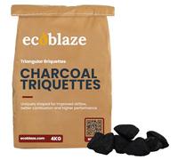 Ecoblaze 4Kg Charcoal Triquettes - BBQ Charcoal Briquettes Designed for Optimum Airflow for Even Heat and almost Instant Lighting