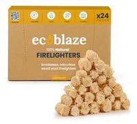 Ecoblaze Natural 24 Firelighters - Fire Lighters for BBQ, Pizza Oven, Fire Pits - Wood Wool Fire Starters - Perfect for Garden Life & Camping, Safe, Clean Wax Coated Instant Firestarter
