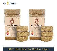 Ecoblaze RUF Heat Pk 24 Briquettes 2x10kg Bag for Wood Burner, Pizza Oven & BBQ
