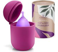 EcoBlossom Menstrual Cup Case and Sterilizer - Reusable Silicone Sterilizing Holder - Cleaner Period for You and Your Disc or Cup - Portable Cleaning Container & Microwave Steamer (Rose)