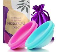 Ecoblossom Reusable Leak-Proof Menstrual Discs - Medical-Grade Silicone, Sustainable, Eco-Friendly Leak-Free Period Protection for Up to 12 Hours. Pack of 2 Large Menstrual Discs, 68mL Capacity