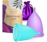 EcoBlossom Reusable Menstrual Cup Set - The Most Reliable Medical Grade Silicone Period Cups - Comfortably use for 12 Hours (2 Large Cups)