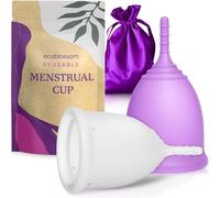EcoBlossom Reusable Menstrual Cup - The Most Reliable Medical Grade Silicone Period Cups - Comfortably Use for 12 Hours. Set of 2 Coloured Cups (Size: Small)