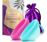 Ecoblossom Reusable Menstrual Disc - Menstrual Cup - Soft Period Disc for women Designed with Flexible, Medical-Grade Silicone Period Cup (Small Pack of 2, Rose & Teal)