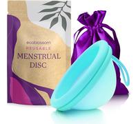 Ecoblossom Reusable Menstrual Disc - Menstrual Cup - Soft Period Disc for Women Designed with Flexible, Medical-Grade Silicone Period Cup (Cyan)