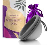 Ecoblossom Reusable Menstrual Disc - Menstrual Cup - Soft Period Disc for Women Designed with Flexible, Medical-Grade Silicone Period Cup (Small, Black)