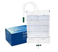ECOBLUE 15pcs Pack 2000ml Urine Drainage Bag - Non Sterile Overnight Bags with T-Tap Valve and 85cm Tube - Bedside Drainable Urinary Bags - Non-Latex Urinary Catheter Night Bags