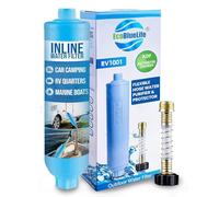 EcoBlueLife Inline Water Filter RV/Marine Water Filter with Flexible Hose Protector, Reduces Bad Tastes, Odors, Chlorine and Sediment in Drinking Water - EBL RV1001