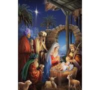 EcObu Nativity Scene Diamond Painting Kits for Adults Beginner, Christmas Jesus was Born Diamond Art Kits, DIY Full Round Drill Religious 5D Gem Art, Home Wall Decor 30 * 40cm