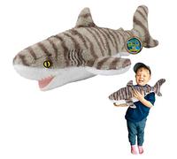 EcoBuddiez - Tiger Shark from Deluxebase. Large 53cm Soft Plush Animals made from Recycled Plastic Bottles. Eco-Friendly Cuddly Gift for Kids and Cute Stuffed Animal Toy for Toddlers.