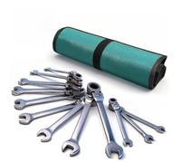 EcoBuild 12pcs Flexible Ratchet Spanner Set, 6-17mm Flex-Head Gear Wrench Set, 72-Teeth Chrome Vanadium Steel Spanners with 180° Pivot Head & Roll-Up Pouch for DIY, Automotive & Mechanical Repairs