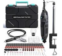 EcoBuild 200W Power Rotary Tool Kit with Stand, 129pc Multi-Tool Set for Wood & Metal - Mini Grinder, Drill & Sander with Flex Shaft for Carving, Cutting, Sanding, Polishing & Engraving
