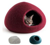 ecocasa Cat Cave - XL Cat Bed from New Zealand Wool - Also for Large Cats - Bordeaux Red