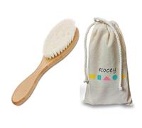 ECOCEY Baby Hair Brush -Natural Goat Bristles Hair Brush for Newboarn Infant Toddler and Kids Perfect for Baby Shower and Registry (1 Count with Pouch)