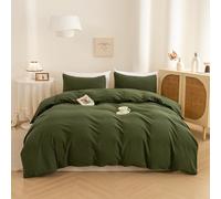 ECOCOTT 3 Pieces Duvet Cover Set Twin Size 100% Washed Cotton 1 Duvet Cover with Zipper and 2 Pillowcases, Ultra Soft and Easy Care Breathable Cozy Simple Style Bedding Set (Avocado Green)