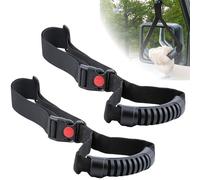 ecocstm 2 PCS Car Adjustable Grab Handle, Safety Handle Assist, Portable Vehicle Support Grab Bar for Trucks, SUVs, Jeeps, Vans, Cars and ATVs (Black Nylon, PVC, 4.7 inches x 17 inches)