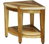 EcoDecors EarthyTeak FULLY ASSEMBLED Teak Corner Shower Bench With Shelf- Shower Sitting, Storage, Saving Foot Rest 1 18Lx14.75Wx18.5T Multi-colored