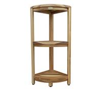 EcoDecors New- EarthyTeak FULLY ASSEMBLED 3-Tier Compact Teak Corner Shower Shelf- Shower Storage 1 13Lx13Wx34T Natural