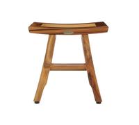 EcoDecors Satori Teak Wood Shower Shaving Foot Rest Stool Natural Rustic Finish - 10" D x 14" W x 15" H
