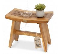EcoDecors Shower Bench, Teak - Wood, Natural, 24"-Bar