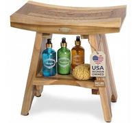 EcoDecors Shower Stool, Teak Wood, Natural, 18"