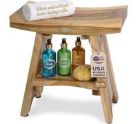 EcoDecors Shower Stool, Teak Wood, Natural, 18"