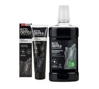 Ecodenta Black Whitening Oral Hygiene Cosmetic Set - Charcoal Toothpaste 100 ml & Mouthwash 500 ml - Activated Charcoal Teeth Whitening Kit