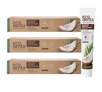 ECODENTA Certified Organic Anti-Plaque Toothpaste with Coconut Oil, Aloe Vera & Peppermint - Fluoride Free Natural Whitening Toothpaste - Fresh Breath & Tartar Protection - 75 ml (Pack of 3)