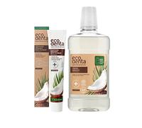 Ecodenta Certified Organic Oral Hygiene Set: Anti-Plaque Toothpaste 75 ml & Coconut Mouthwash 500 ml, No Alcohol, Fights Bad Breath