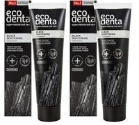 Ecodenta Charcoal Toothpaste, Teeth Whitening I Naturally Whitens Teeth and Removes Plaque I Black Natural Toothpaste Fluoride Free, 100ml (Pack of 2)
