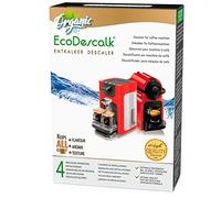 EcoDescalk Organic Powder Descaler, 4 Sachets. 100% Natural Descaler. Cleaner for Coffee Machines. Descaling Solution for All Brands. 4 Decalcifications.